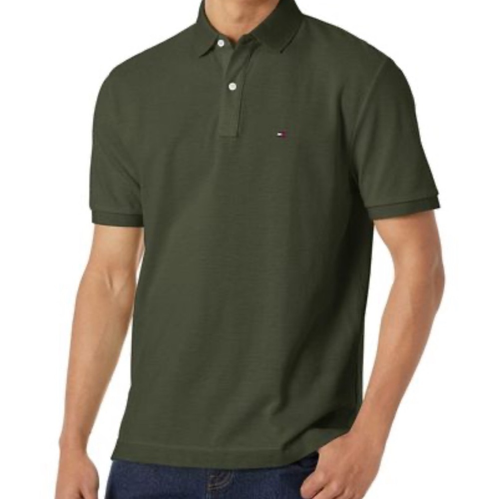 Tommy Hilfiger Men’s Regular Short Sleeves Polo Shirt XL Custom Fit in Olive